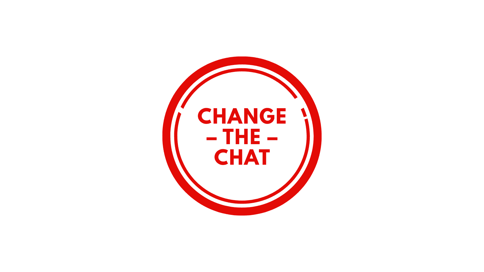 Two red circles with the words in the middle "Change The Chat" with a line either side of the word "The".